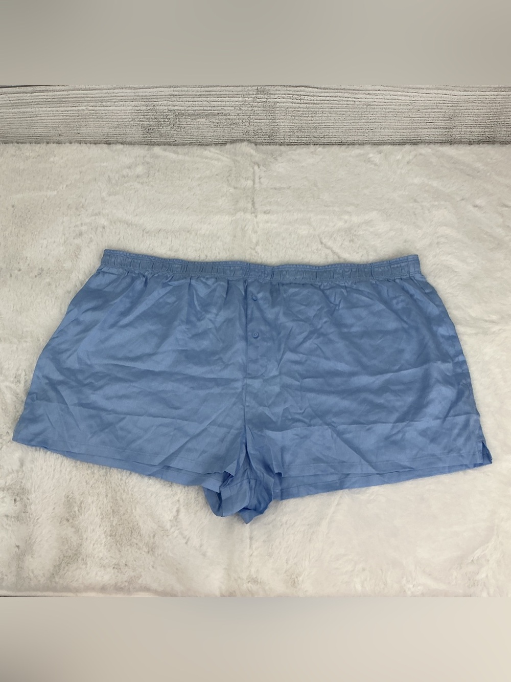 PINK Victoria's Secret Tencel Boxy Pajama Shorts - Light Blue Satin Boxer Shorts - Picture 3 of 9